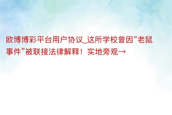 欧博博彩平台用户协议_这所学校曾因“老鼠事件”被联接法律解释！实地旁观→